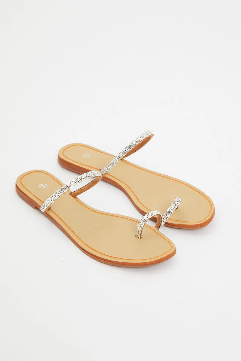 Silver Minimal Flat Slides